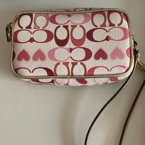Coach Monogram with Hearts Wristlet